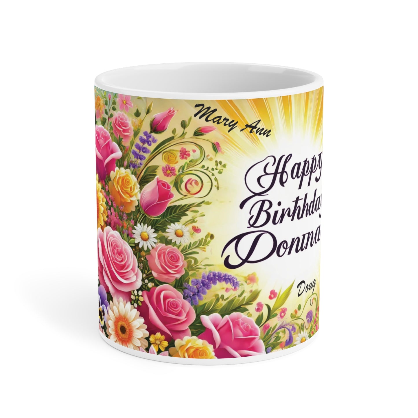 Custom Floral Celebration Mug – Personalized Birthday or Occasion Gift (11.8 & 15 OZ)