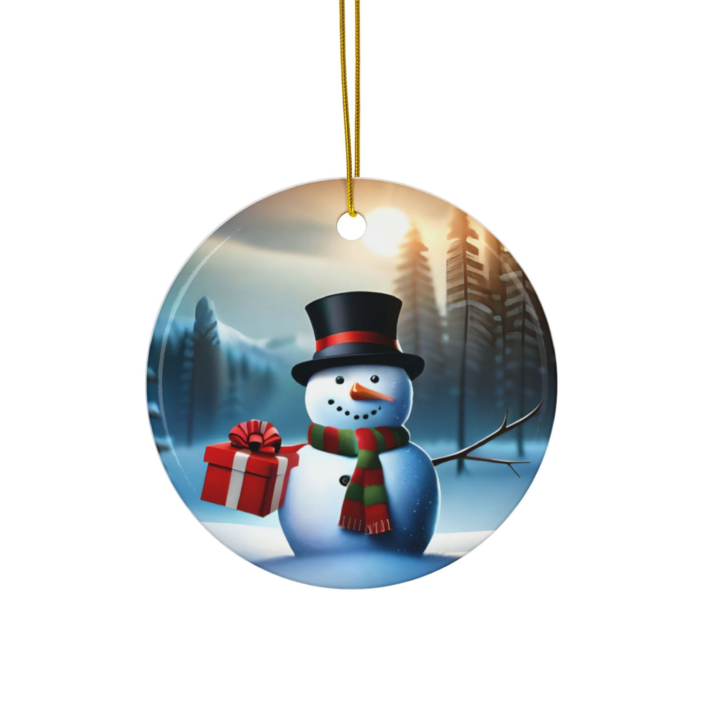 Whimsical Snowman Christmas Sublimation Ornament 4-Pack – Festive Winter Scenes, Double-Sided MDF