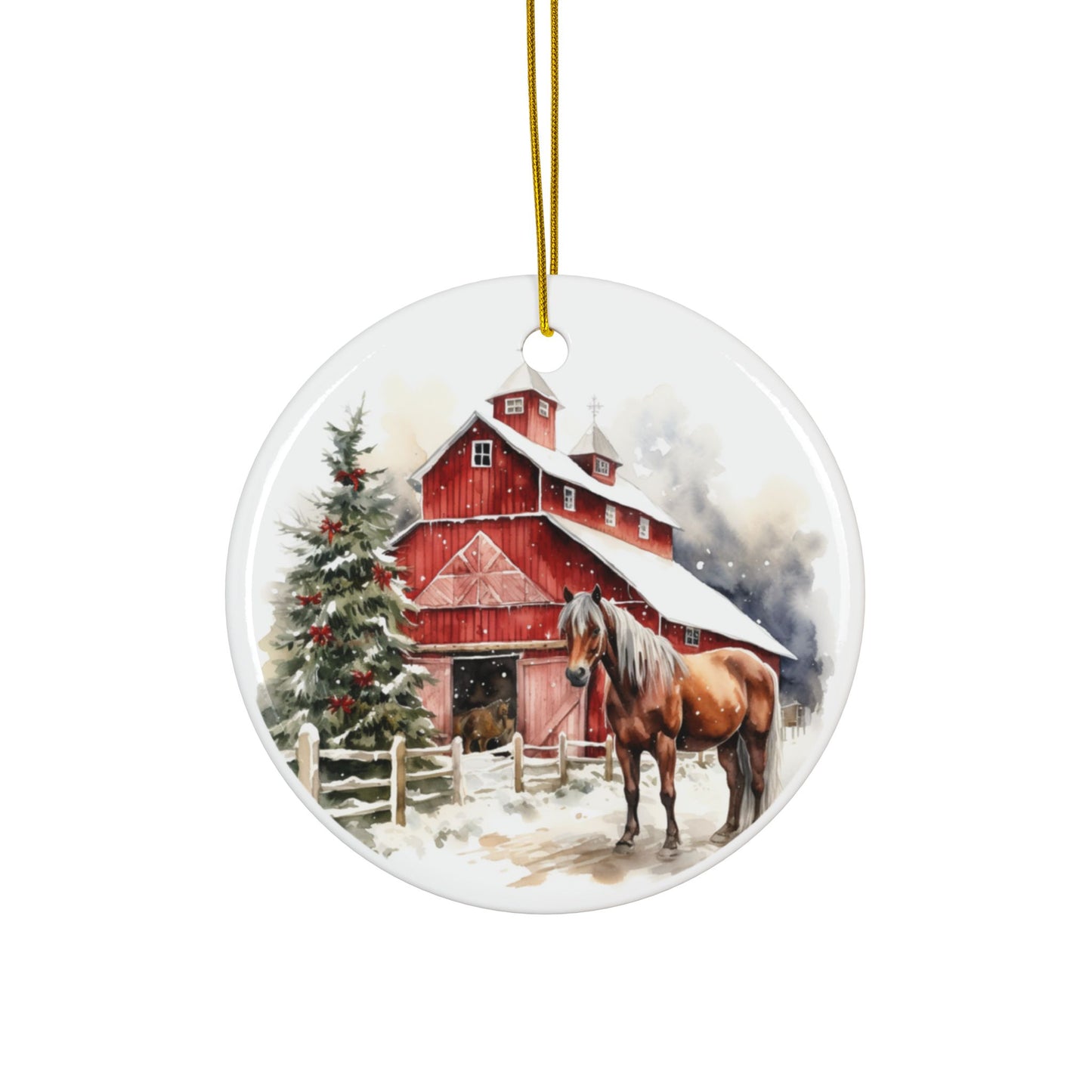 Rustic Country Christmas Sublimation Ornament 4-Pack – Santa, Barn, Snowman & Cowboy Boots, Double-Sided MDF