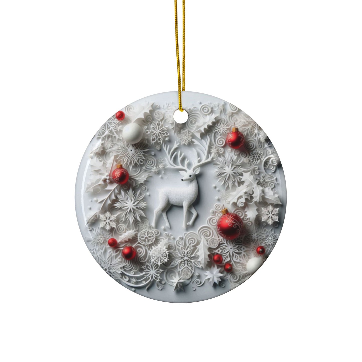 Elegant Christmas Sublimation Ornament 4-Pack – Wreath, Tree, Stocking, and Reindeer, Double-Sided MDF
