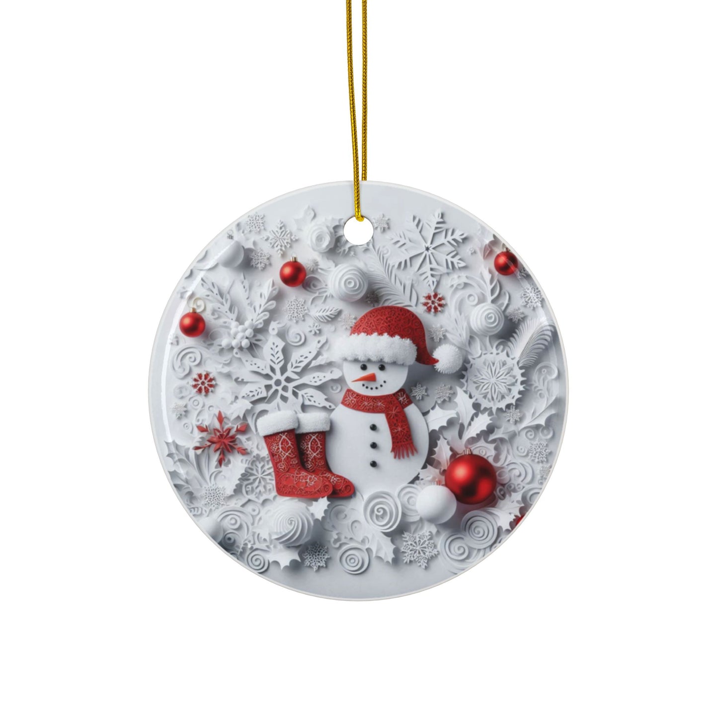 Elegant Christmas Sublimation Ornament 4-Pack – Snowman, Christmas Tree, Stocking, and Santa Claus, Double-Sided MDF
