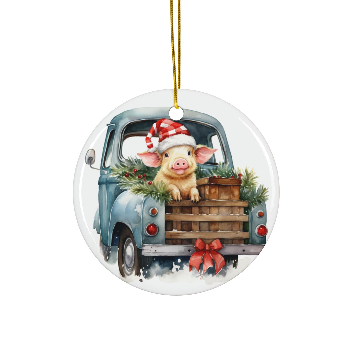 Farmhouse Christmas Sublimation Ornament 4-Pack – Festive Country Animal Designs, Double-Sided, Durable MDF