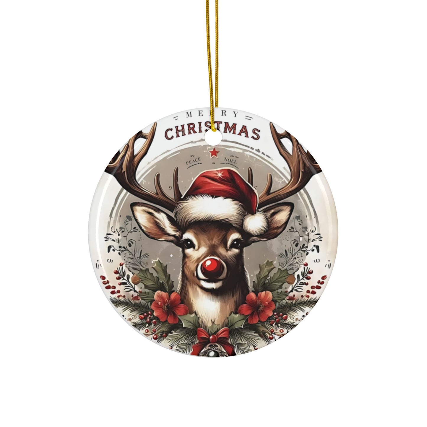 Classic Christmas Sublimation Ornament 4-Pack – Snowman, Santa Claus, Reindeer & Gift Scene, Double-Sided MDF