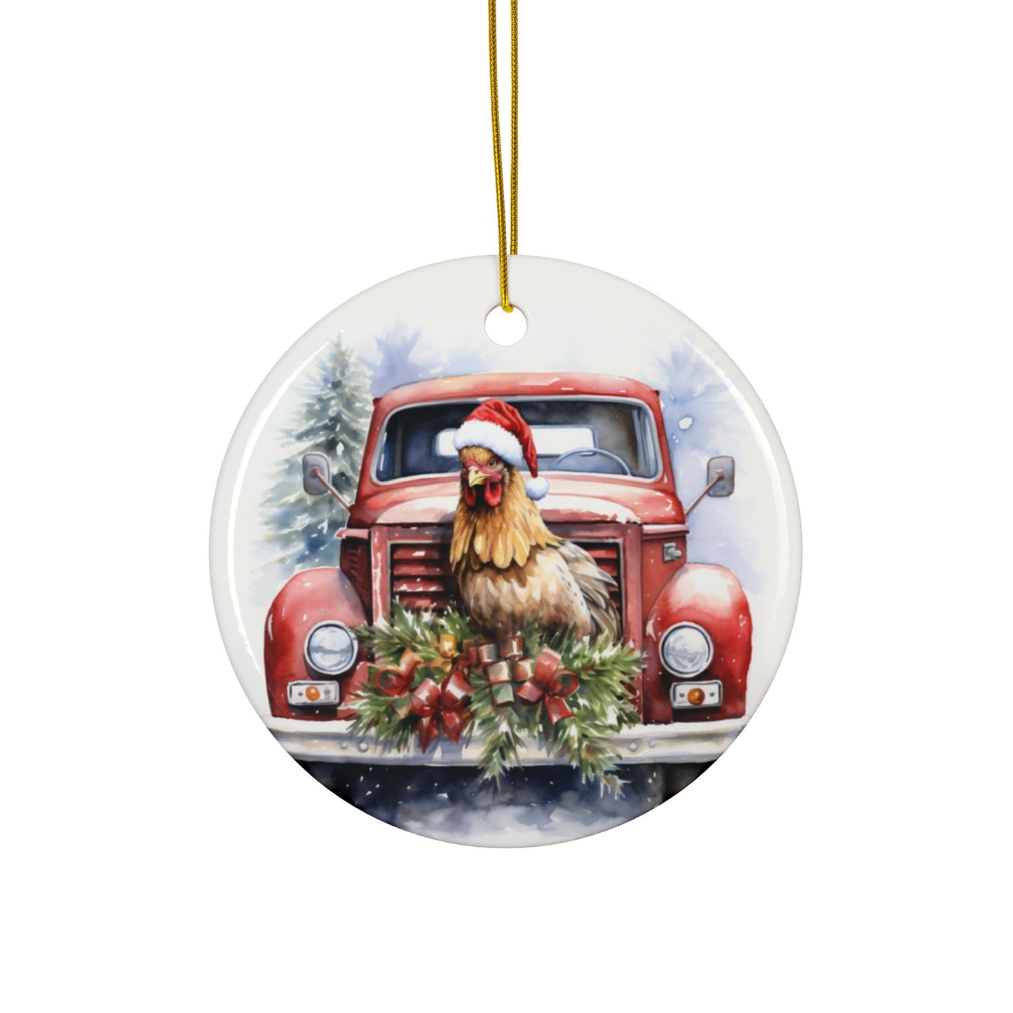 Farmhouse Christmas Sublimation Ornament 4-Pack – Festive Country Animal Designs, Double-Sided, Durable MDF