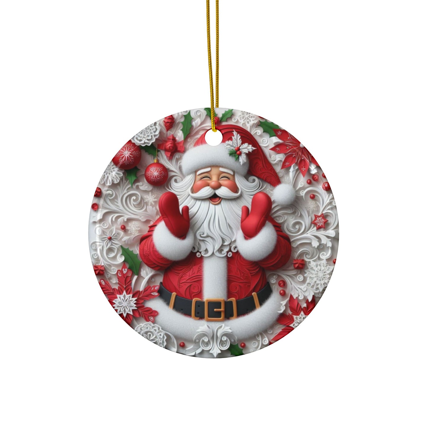 Santa-Themed Christmas Sublimation Ornament 4-Pack – Festive Santa Claus & Stocking Designs, Double-Sided MDF