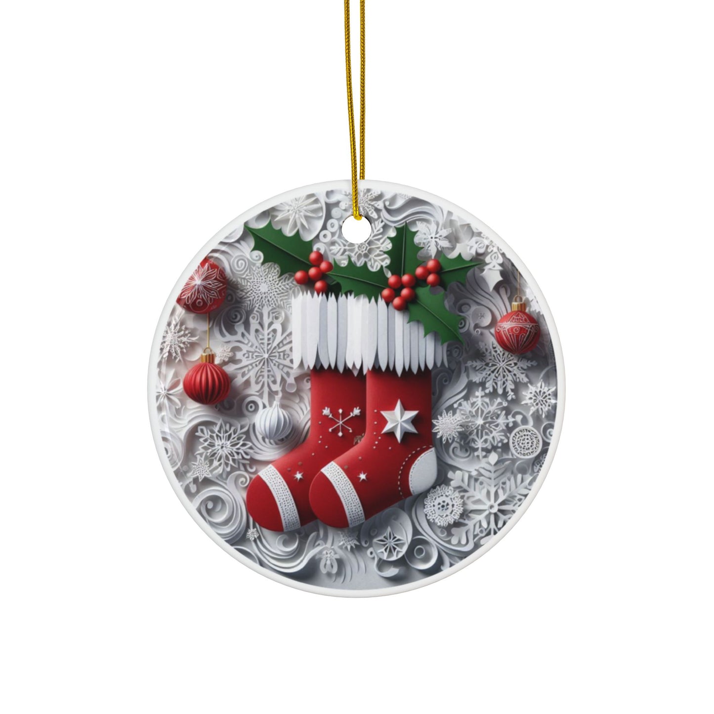 Santa-Themed Christmas Sublimation Ornament 4-Pack – Festive Santa Claus & Stocking Designs, Double-Sided MDF