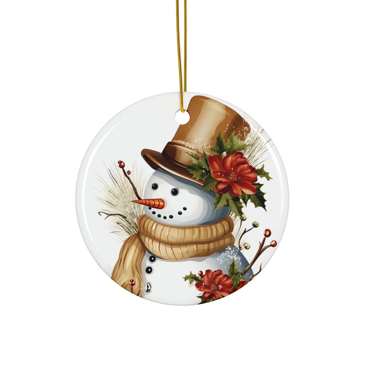 Classic Christmas Sublimation Ornament 4-Pack – Snowman, Santa Claus, Reindeer & Gift Scene, Double-Sided MDF