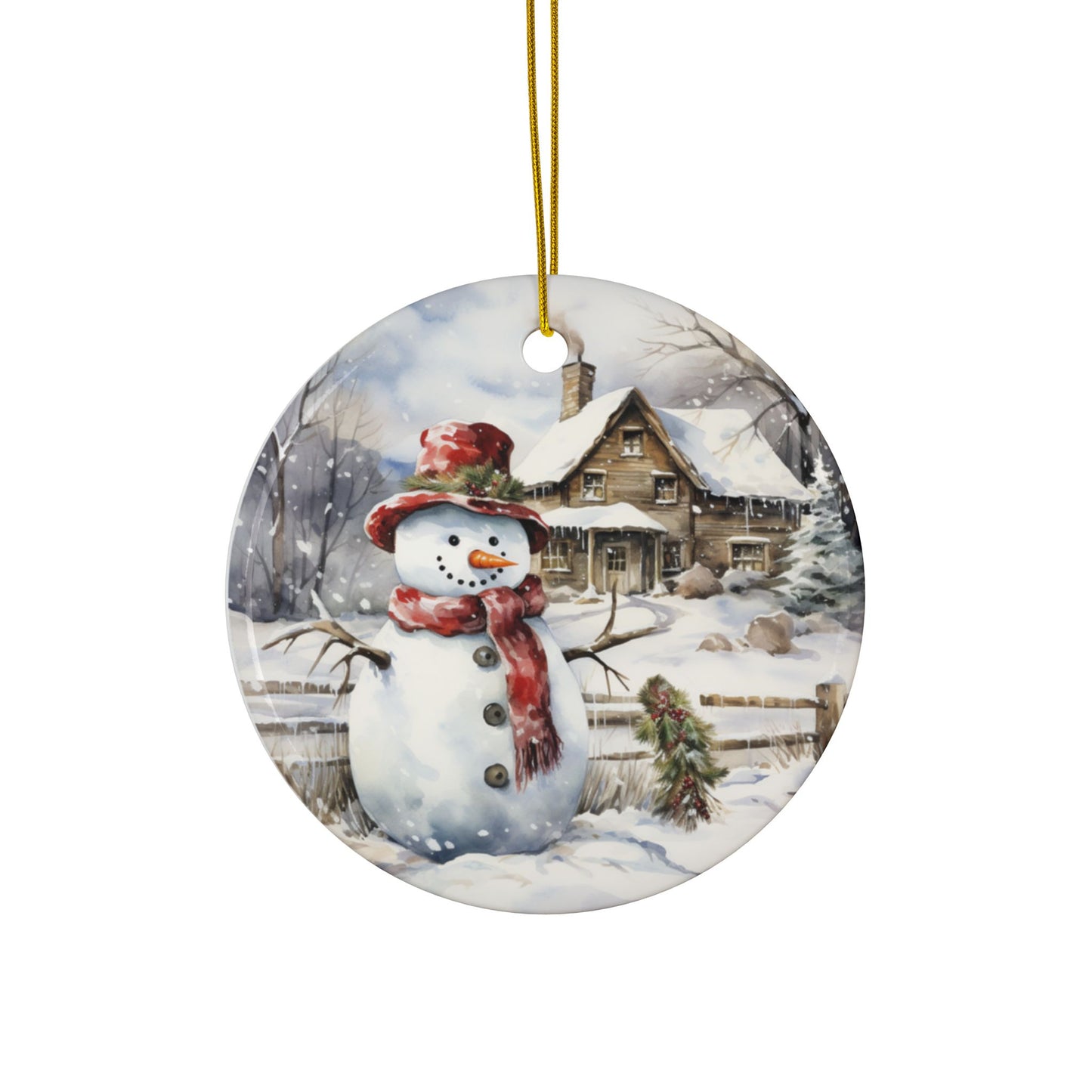Rustic Country Christmas Sublimation Ornament 4-Pack – Santa, Barn, Snowman & Cowboy Boots, Double-Sided MDF