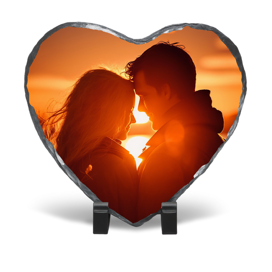 Custom Heart-Shaped Sublimation Photo Rock Slate