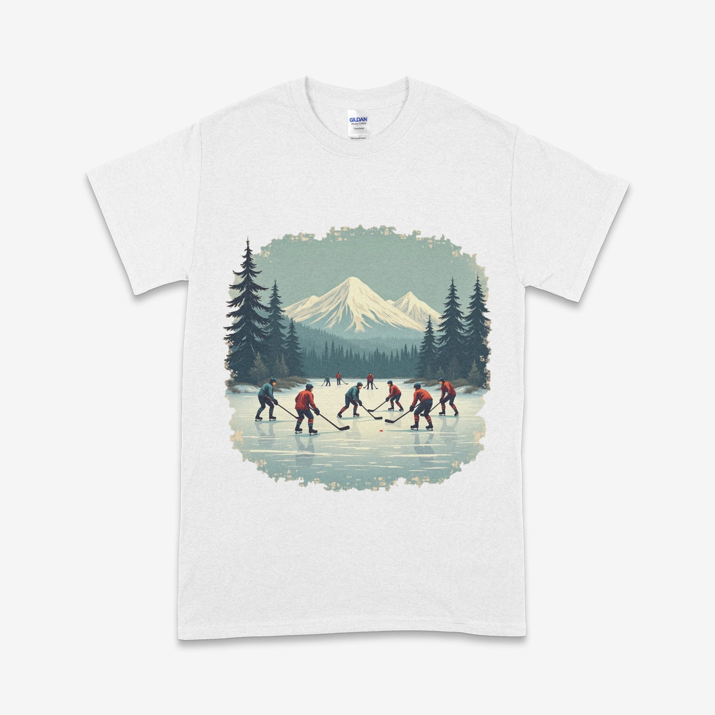 Vintage Pond Hockey T-Shirt – Outdoor Canadian Hockey Scene Tee