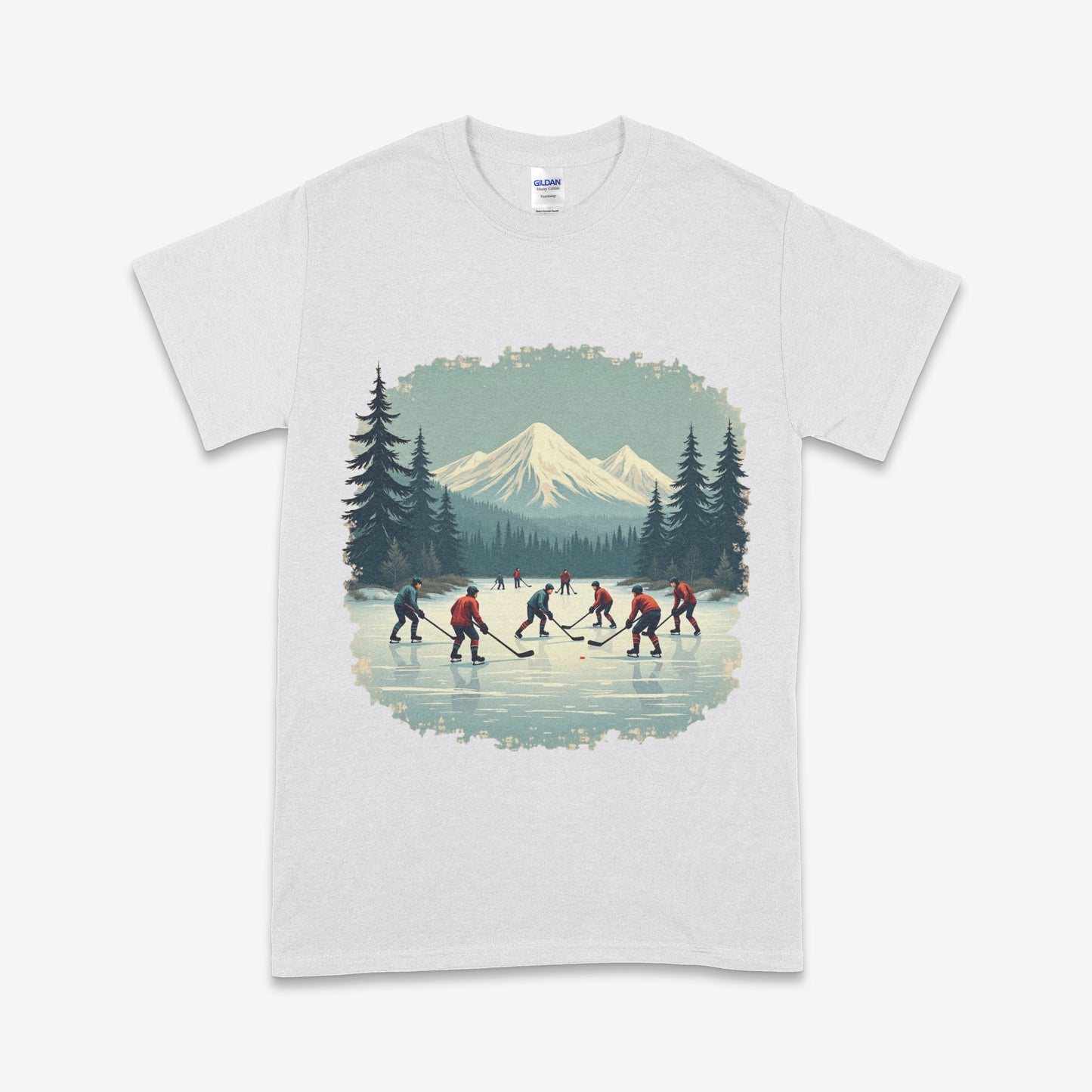 Vintage Pond Hockey T-Shirt – Outdoor Canadian Hockey Scene Tee