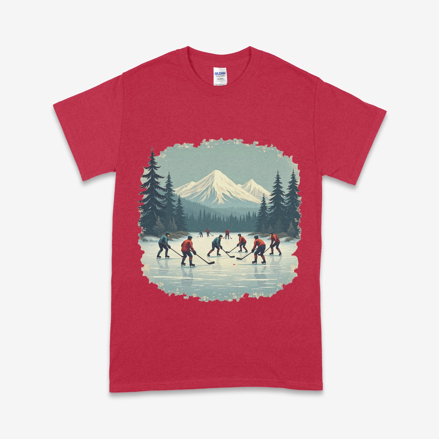 Vintage Pond Hockey T-Shirt – Outdoor Canadian Hockey Scene Tee
