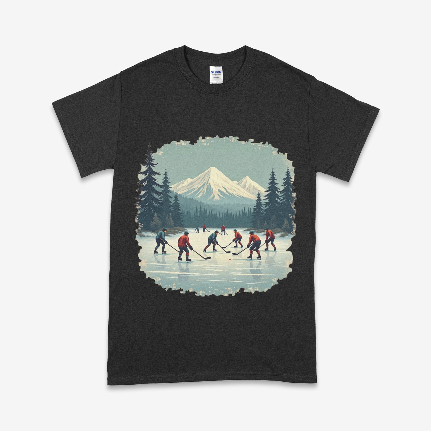 Vintage Pond Hockey T-Shirt – Outdoor Canadian Hockey Scene Tee