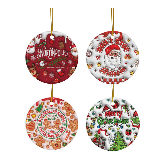 Christmas Sublimation Ornament 4-Pack – Festive Double-Sided Designs, Durable MDF Material