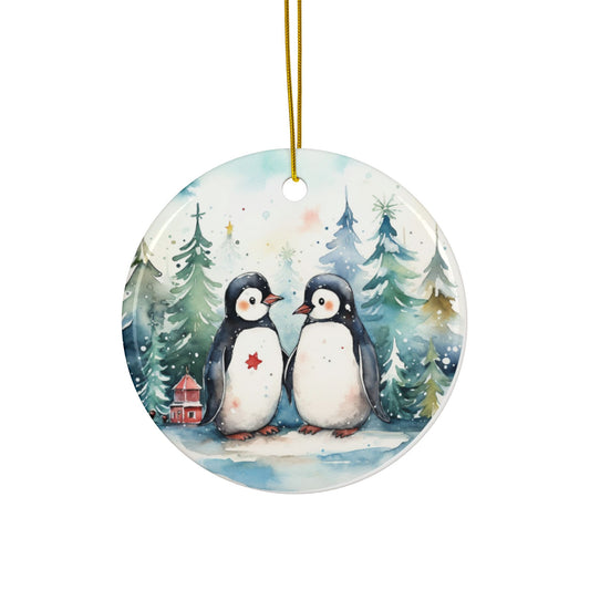 Winter Wonderland Sublimation Ornament 4-Pack – Polar Bears & Penguins, Double-Sided MDF