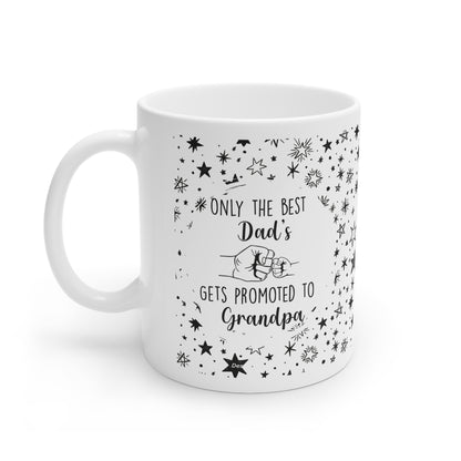 Heartwarming 'Dad to Grandpa' Mug – Sublimation Design Featuring the Quote 'Only the Best Dads Get Promoted to Grandpa,' Surrounded by Star Accents, Perfect for Celebrating Fatherhood and Grandfatherhood