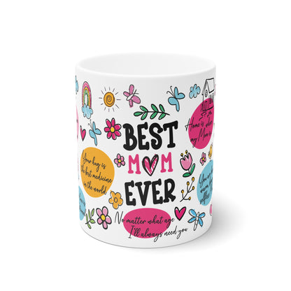 Colorful 'Best Mom Ever' Mug – Sublimation Design Featuring Heartfelt Quotes, Flowers, Butterflies, and Bright Illustrations, Perfect for Mother's Day or Any Occasion Celebrating Moms