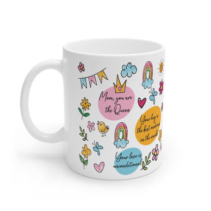 Colorful 'Best Mom Ever' Mug – Sublimation Design Featuring Heartfelt Quotes, Flowers, Butterflies, and Bright Illustrations, Perfect for Mother's Day or Any Occasion Celebrating Moms