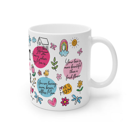 Colorful 'Best Mom Ever' Mug – Sublimation Design Featuring Heartfelt Quotes, Flowers, Butterflies, and Bright Illustrations, Perfect for Mother's Day or Any Occasion Celebrating Moms