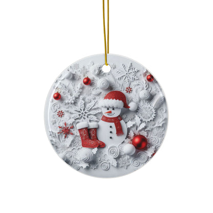 Christmas  Ornament Set 'Snowman, Christmas Tree, Stocking, and Santa Claus',