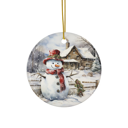 Christmas Rustic  Ornament Set 'Santa, Barn, Snowman & Cowboy Boots',